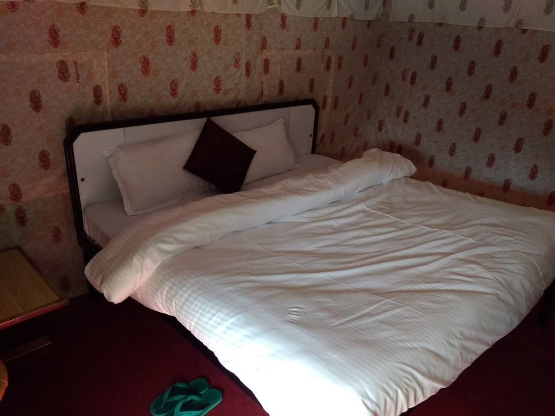 Cozy double bed tent interior