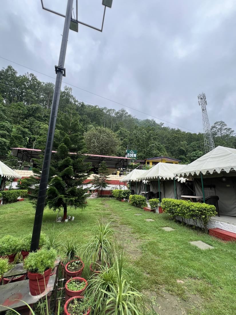 Garden pathway between the tents