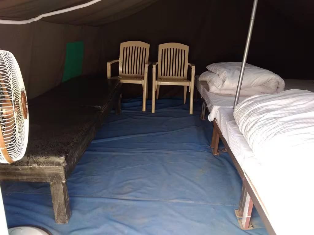 Simple tent bedding setup