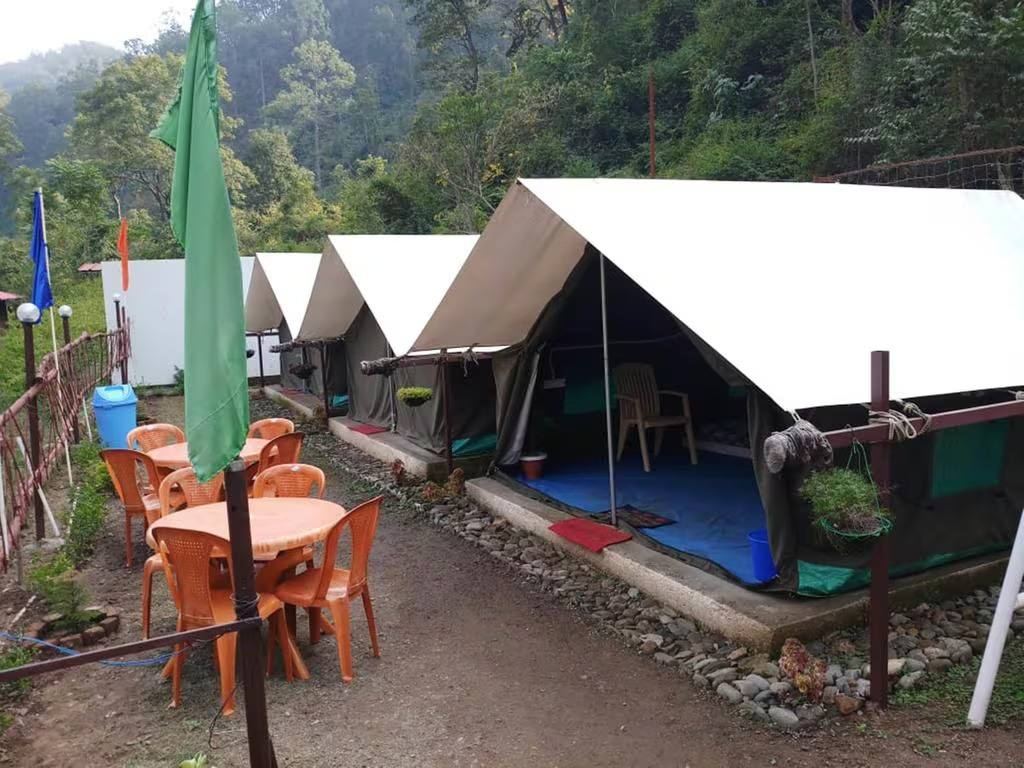Tent row with seating outside