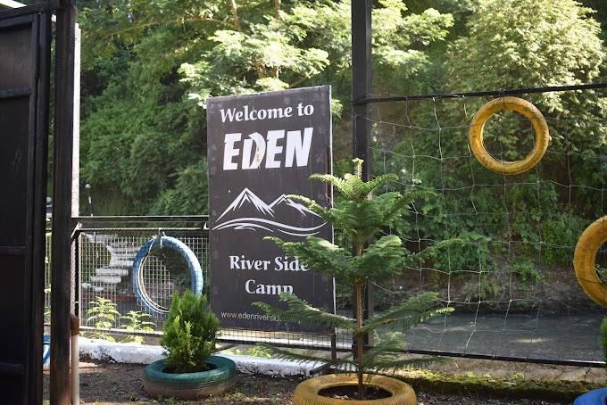 Welcome to Eden River Side Camp signage